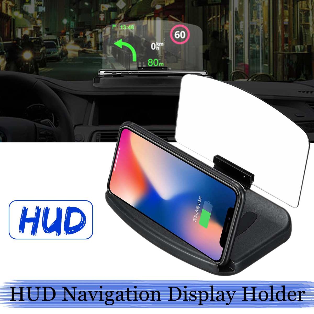 Dagaanbieding - Smartphone HUD Qi Draadloze Oplader voor GPS Auto Navigatie dagelijkse koopjes